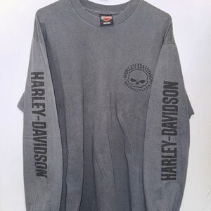 Harley-Davidson Skull Gray Men's Long Sleeve Shirt